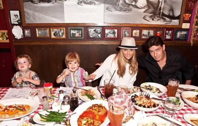 Max Sheen with his parents, Charlie Sheen, and Brooke Mueller, and twin brother.